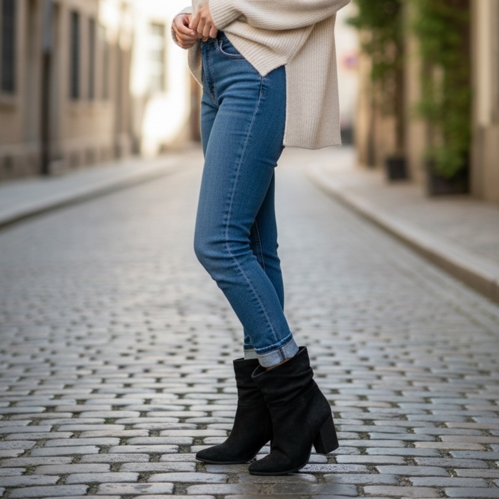 Aldo Suede Slouch Boot.  Black.  Size 7.5.